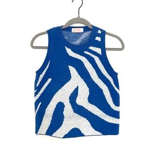 Stella Cobalt Blue Zebra Animal Print Sweater Vest